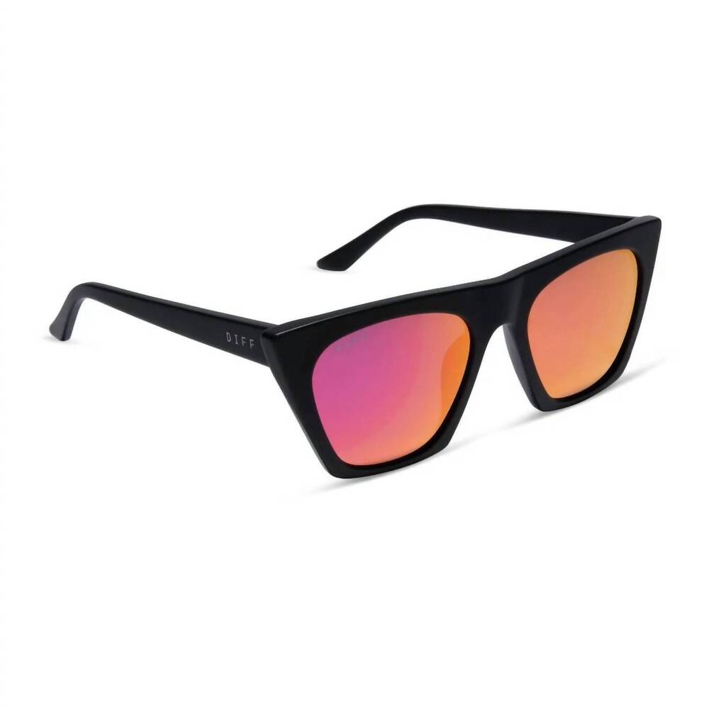 NEW DIFF women's avril sunglasses in matte black + sunset mirror